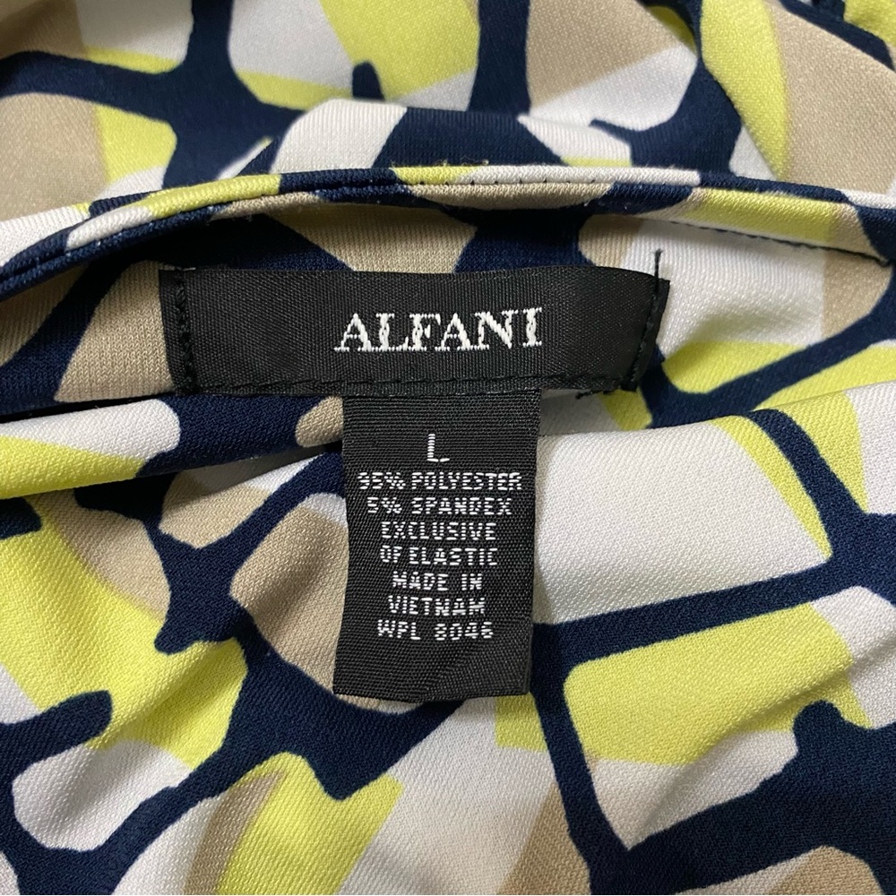 Alfani abstract wearable art funky Print blouse ruched blouse top stretch size L - Picture 12 of 13